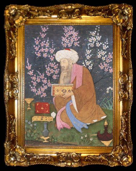 framed  Ali of Golconda Poet in a garden, ta009-2